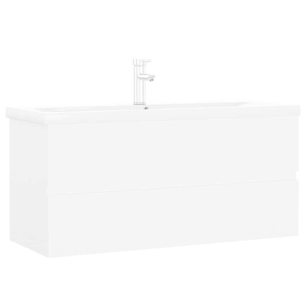 vidaXL Sink Cabinet with Built-in Basin White Engineered Wood 2