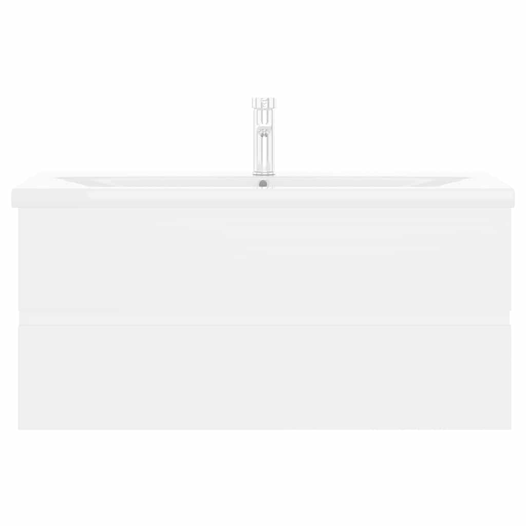vidaXL Sink Cabinet with Built-in Basin White Engineered Wood 4
