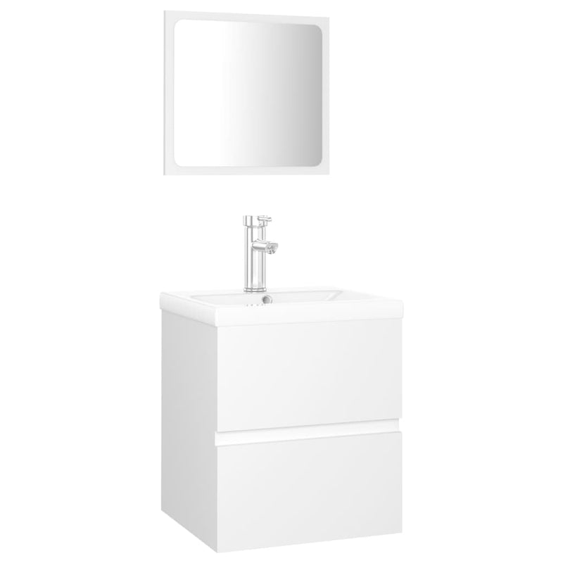 Bathroom Furniture Set White Engineered Wood