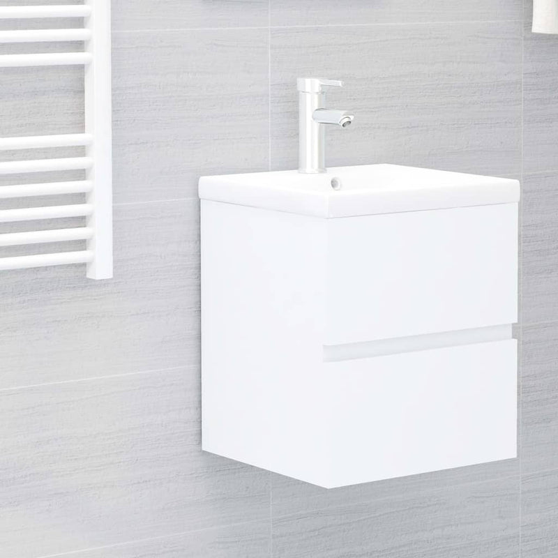 Bathroom Furniture Set White Engineered Wood