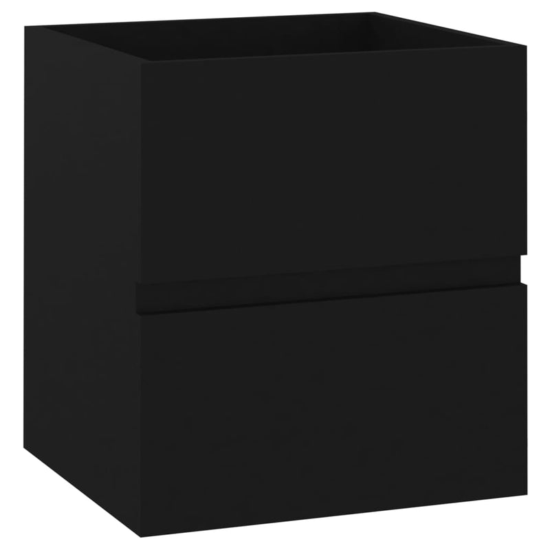 Bathroom Furniture Set Black Engineered Wood