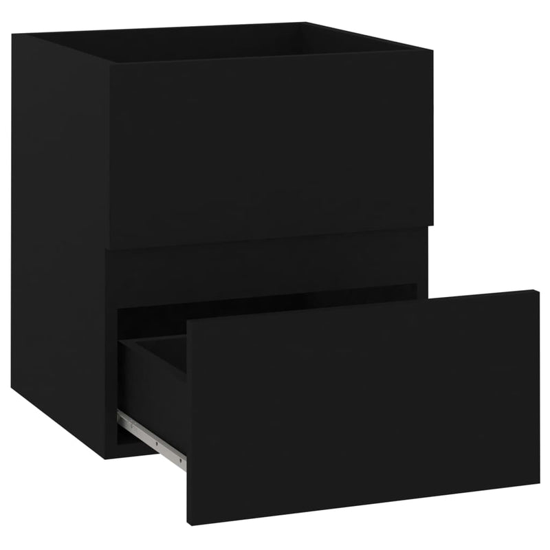 Bathroom Furniture Set Black Engineered Wood