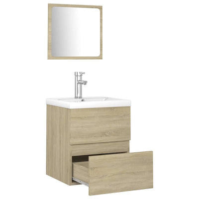 Bathroom Furniture Set Sonoma Oak Engineered Wood