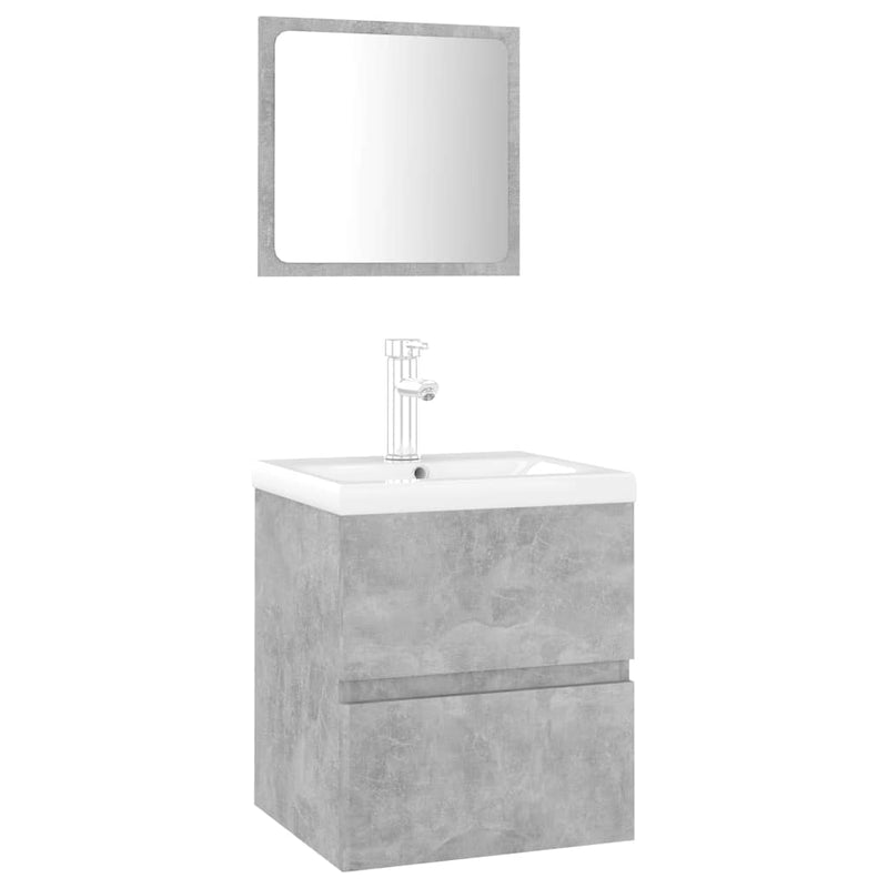 Bathroom Furniture Set Concrete Grey Engineered Wood