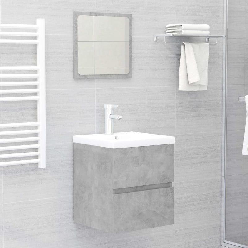 Bathroom Furniture Set Concrete Grey Engineered Wood