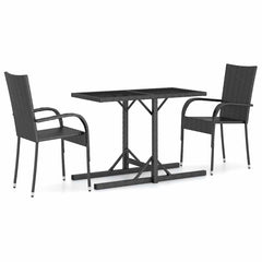 vidaXL 3 Piece Garden Dining Set Black 2