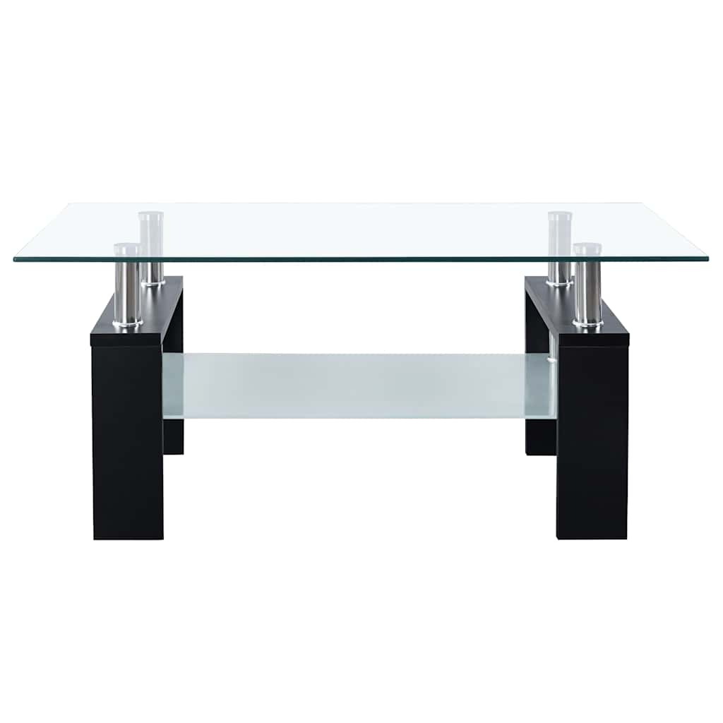 Coffee Table and Transparent 95x55x40 cm Tempered Glass Black