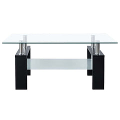 Coffee Table and Transparent 95x55x40 cm Tempered Glass Black