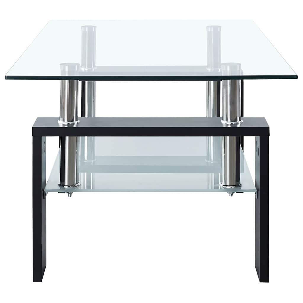 Coffee Table and Transparent 95x55x40 cm Tempered Glass Black