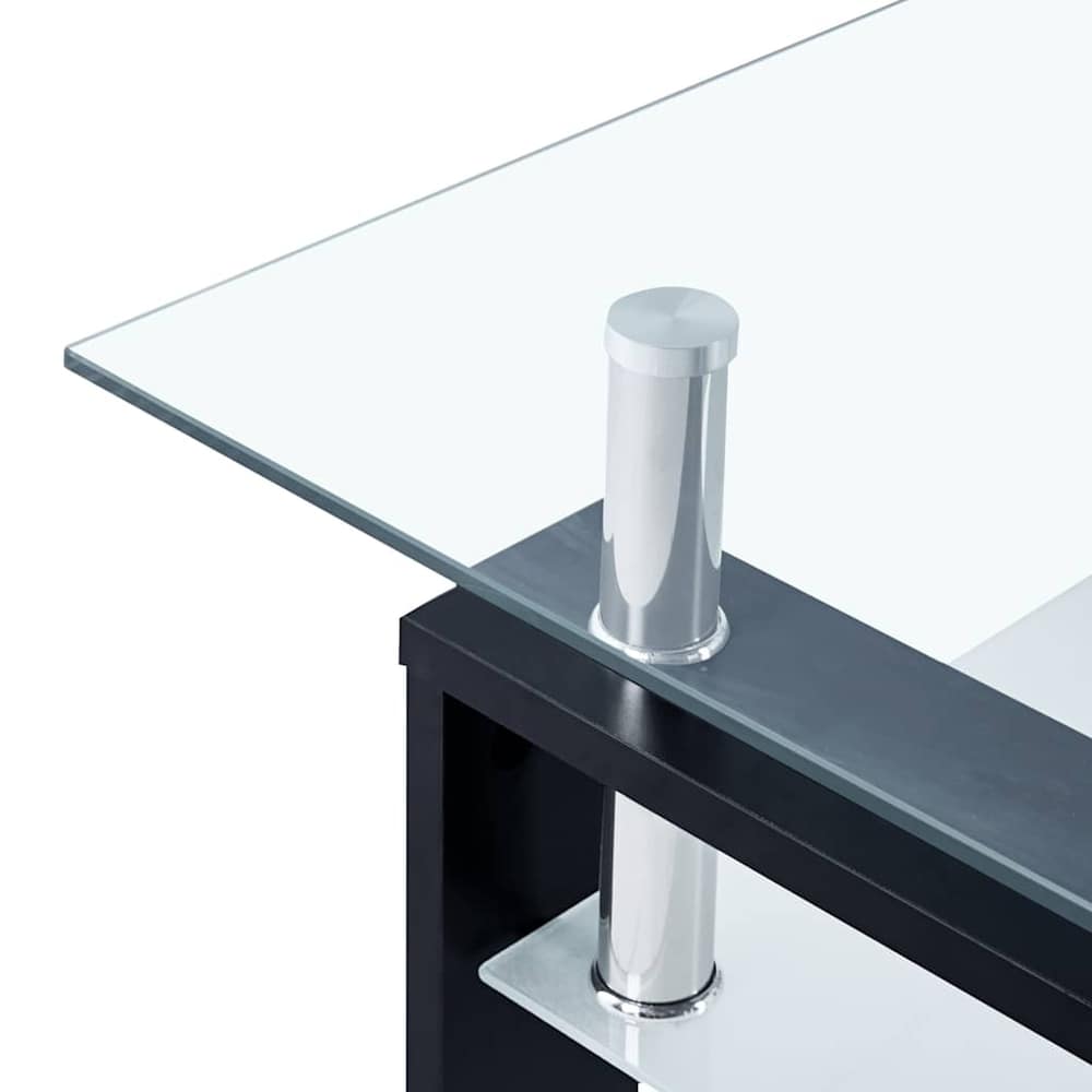 Coffee Table and Transparent 95x55x40 cm Tempered Glass Black