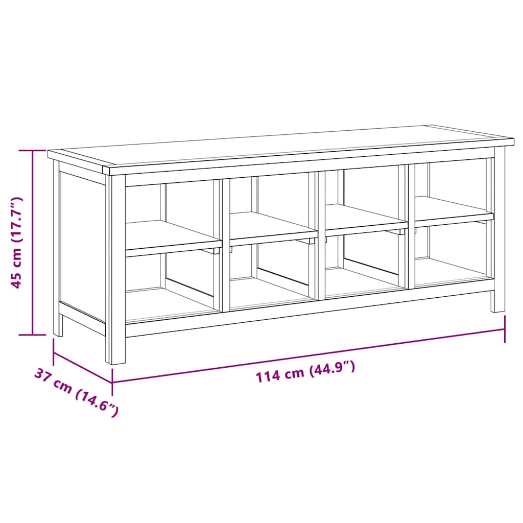 vidaXL Shoe Rack 114x37x45 cm Solid Oak Wood 6