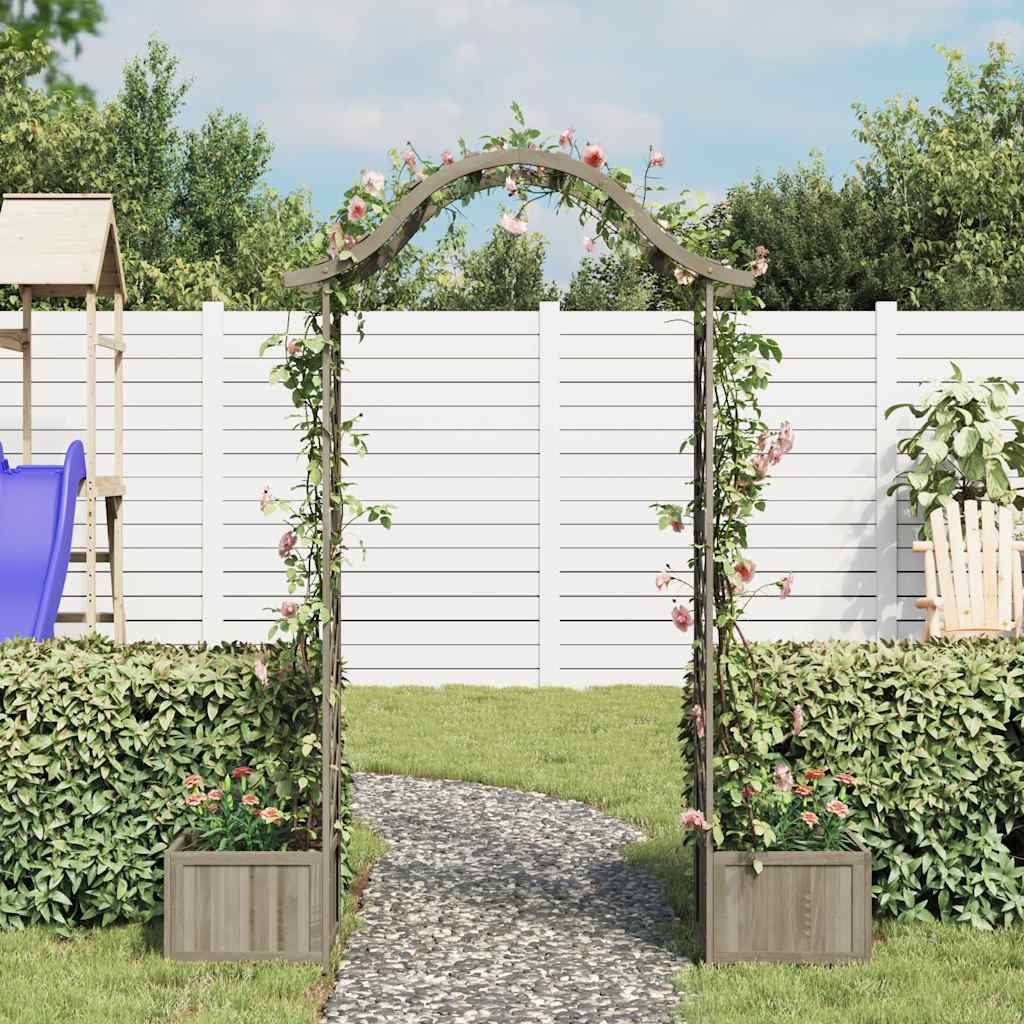 Garden Pergola with Planter Solid Firwood Grey
