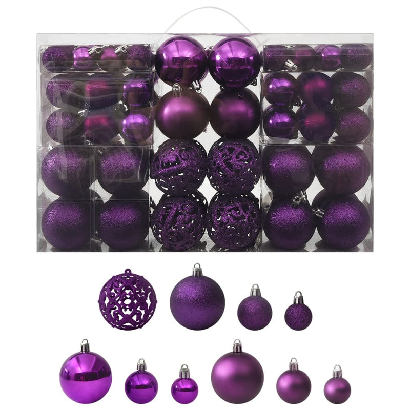 Juego de 100 bolas navideñas de color morado