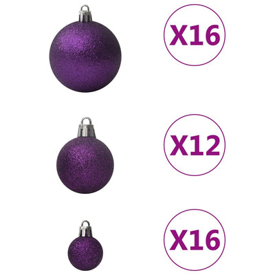 Juego de 100 bolas navideñas de color morado