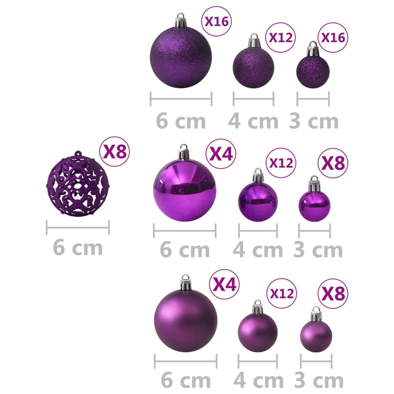 Juego de 100 bolas navideñas de color morado