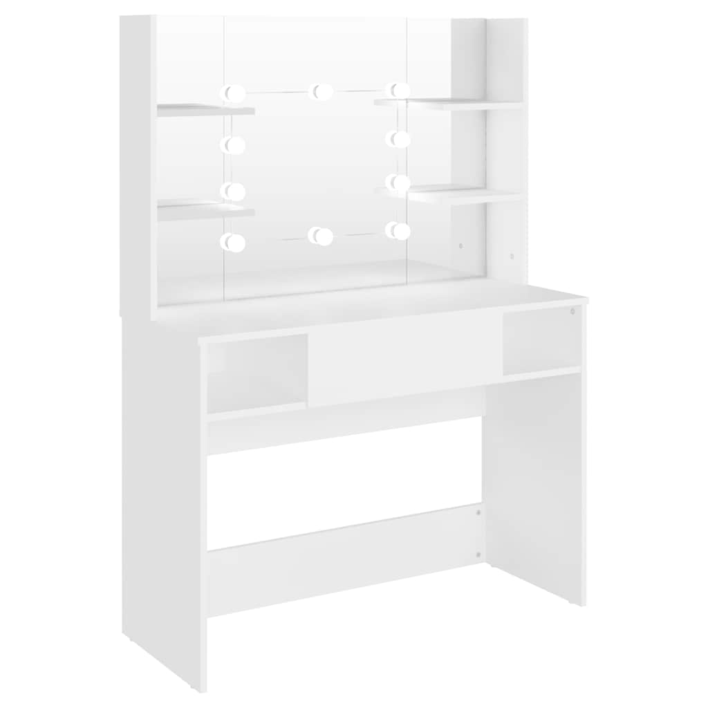 vidaXL Makeup Table with LED Lights 100x40x135 cm MDF White 2