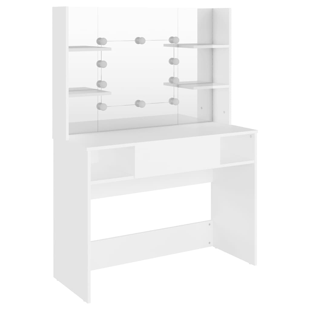 vidaXL Makeup Table with LED Lights 100x40x135 cm MDF White 5
