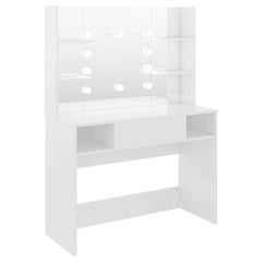 vidaXL Makeup Table with LED Lights 100x40x135 cm MDF Shining White 2