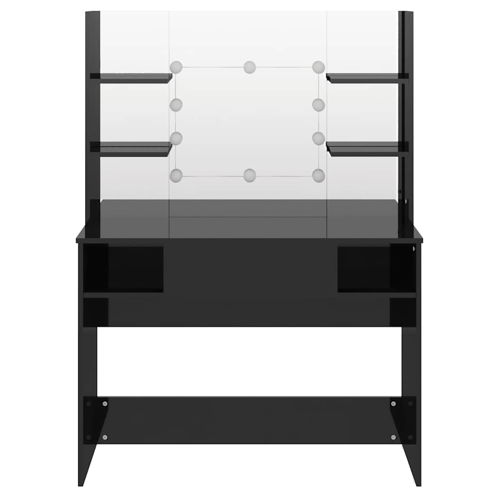 vidaXL Makeup Table with LED Lights 100x40x135 cm MDF Shining Black 3