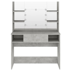 vidaXL Makeup Table with LED Lights 100x40x135 cm MDF Concrete Grey 3