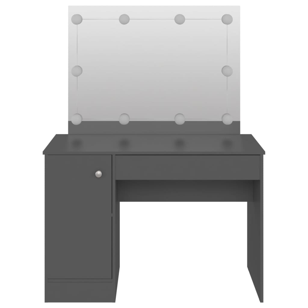 vidaXL Makeup Table with LED Lights 110x55x145 cm MDF Grey 3