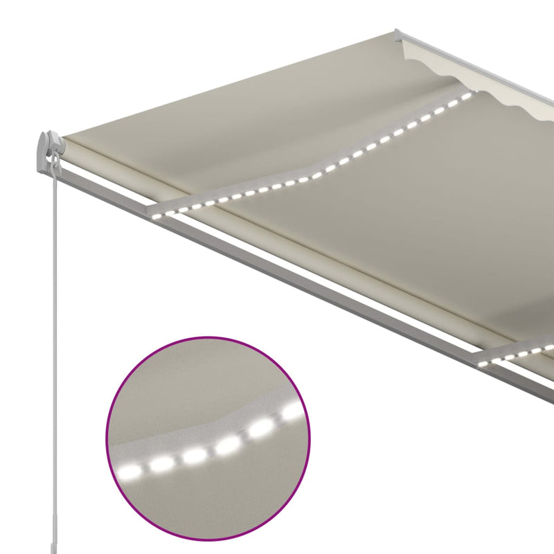 Manual Retractable Awning with LED 300x250 cm Cream