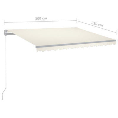 Manual Retractable Awning with LED 300x250 cm Cream