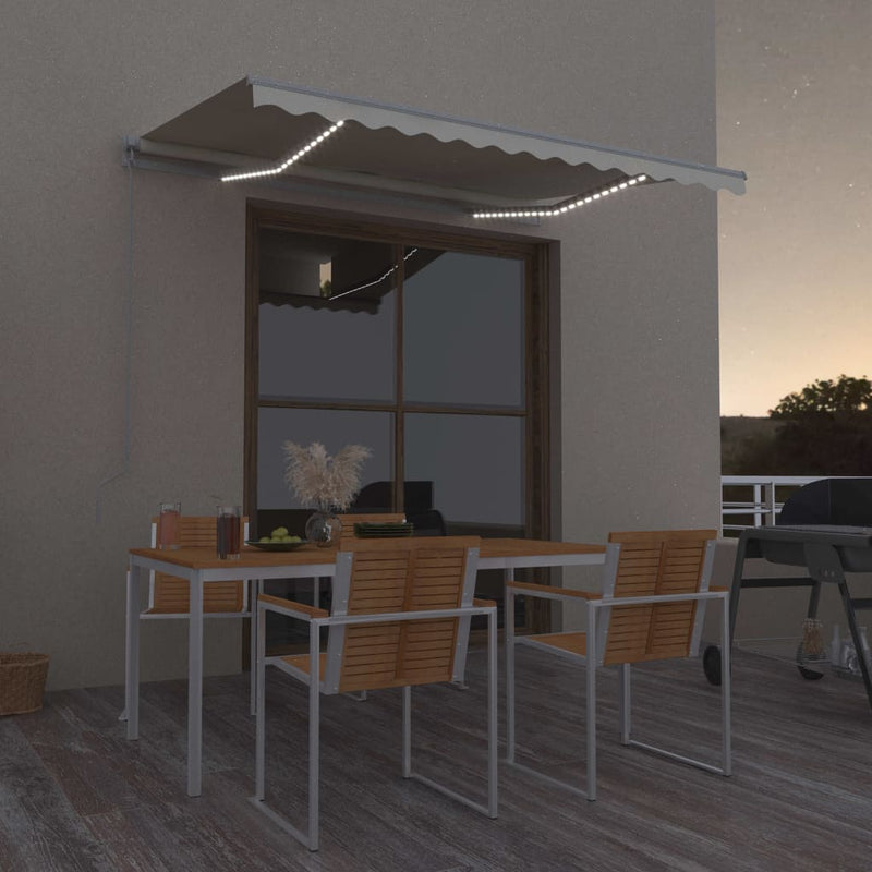 Manual Retractable Awning with LED 300x250 cm Cream