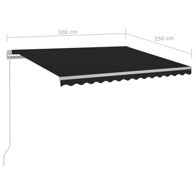 Manual Retractable Awning with LED 300x250 cm Anthracite