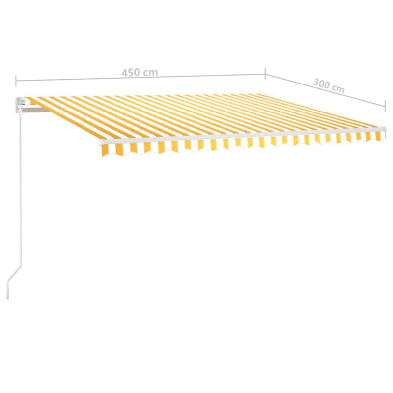 Manual Retractable Awning 450x300 cm Yellow and White