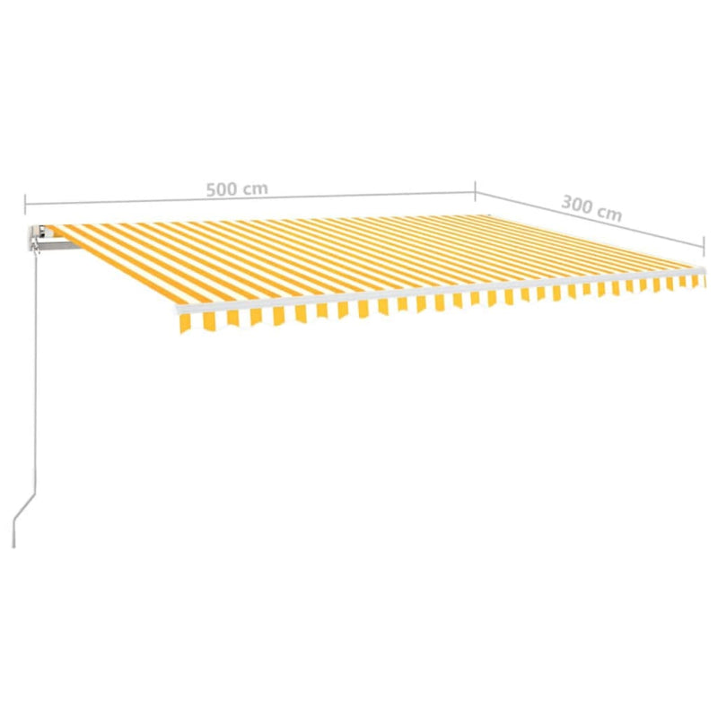 Manual Retractable Awning 500x300 cm Yellow and White