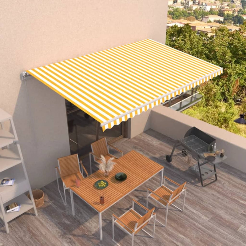 Manual Retractable Awning 500x300 cm Yellow and White