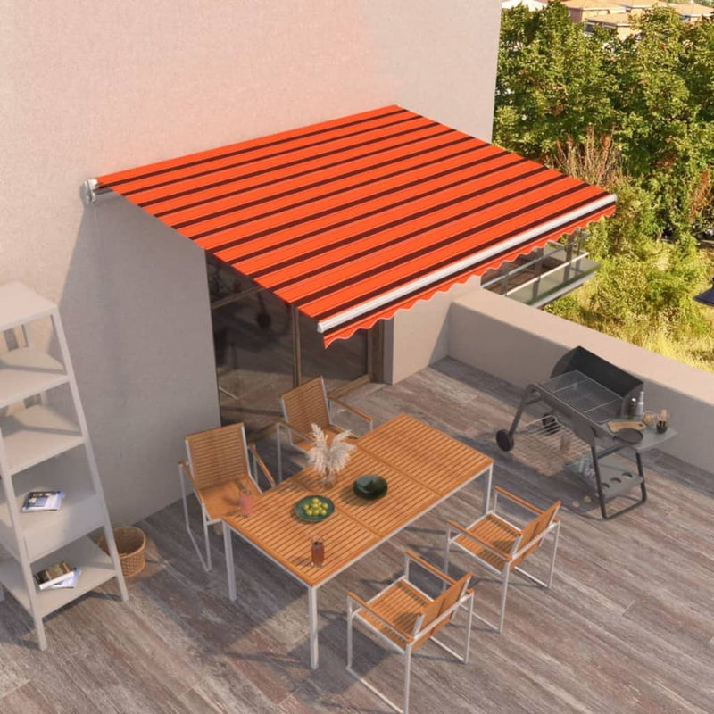 Manual Retractable Awning 400x350 cm Orange and Brown