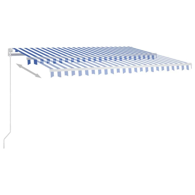 Manual Retractable Awning with LED 450x350 cm Blue and White