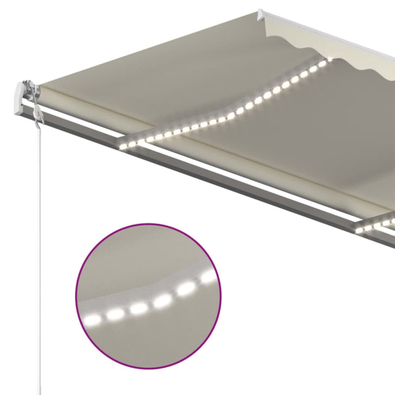 Manual Retractable Awning with LED 450x350 cm Cream