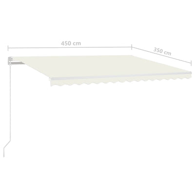 Manual Retractable Awning with LED 450x350 cm Cream