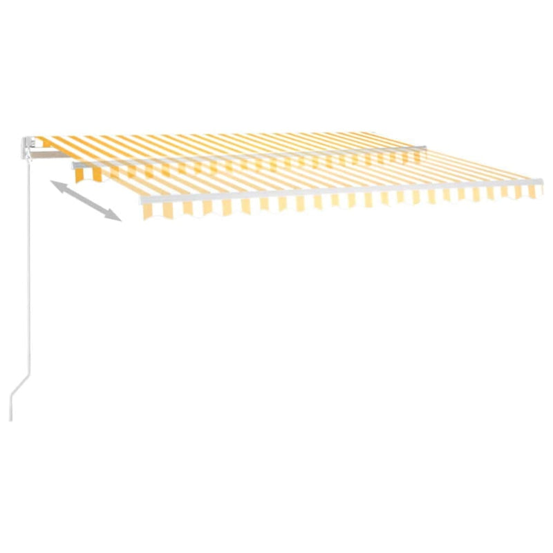 Manual Retractable Awning with LED 450x350 cm Yellow and White