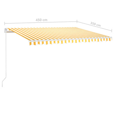 Manual Retractable Awning with LED 450x350 cm Yellow and White