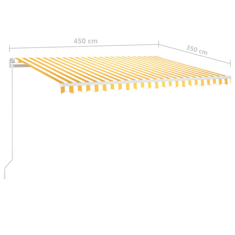 Manual Retractable Awning with LED 450x350 cm Yellow and White