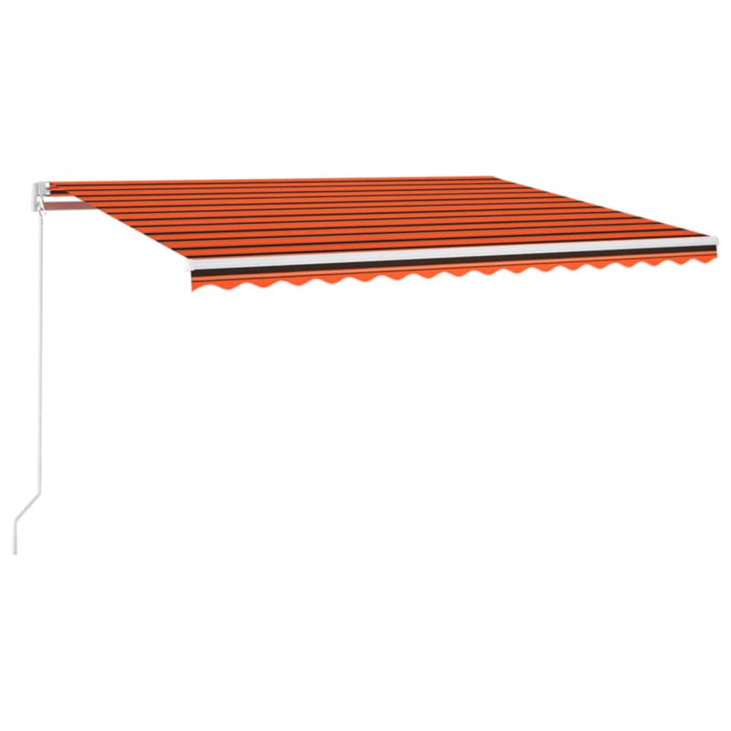 Manual Retractable Awning with LED 450x350 cm Orange and Brown