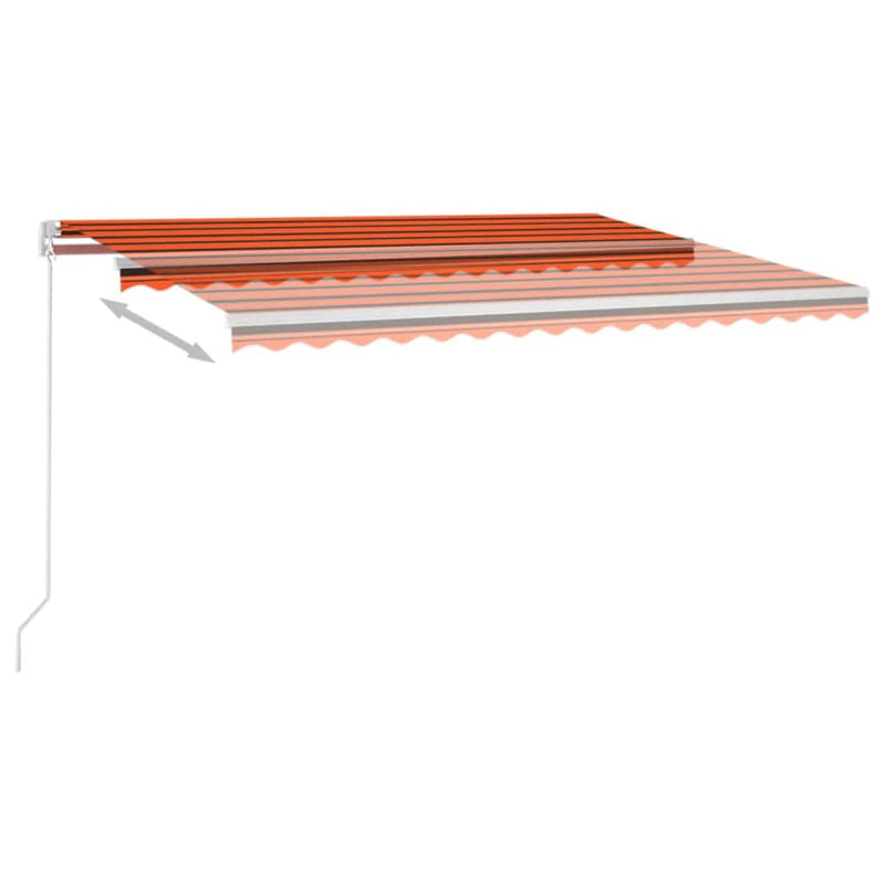 Manual Retractable Awning with LED 450x350 cm Orange and Brown