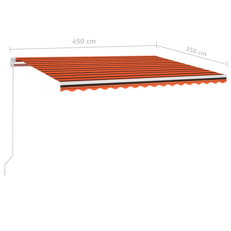 Manual Retractable Awning with LED 450x350 cm Orange and Brown