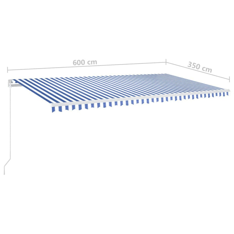 Manual Retractable Awning 600x350 cm Blue and White