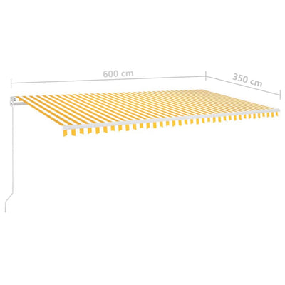 Manual Retractable Awning 600x350 cm Yellow and White