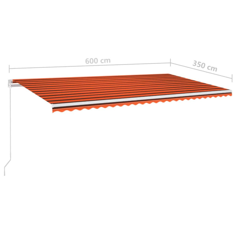 Manual Retractable Awning 600x350 cm Orange and Brown