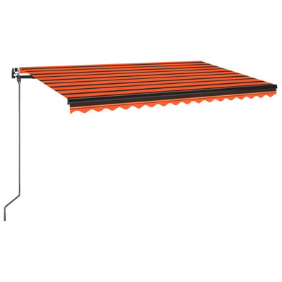 Manual Retractable Awning with LED 400x350 cm Orange and Brown