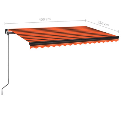 Manual Retractable Awning with LED 400x350 cm Orange and Brown