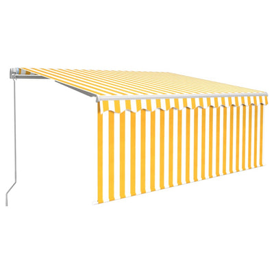 Manual Retractable Awning with Blind 3x2.5m Yellow&White