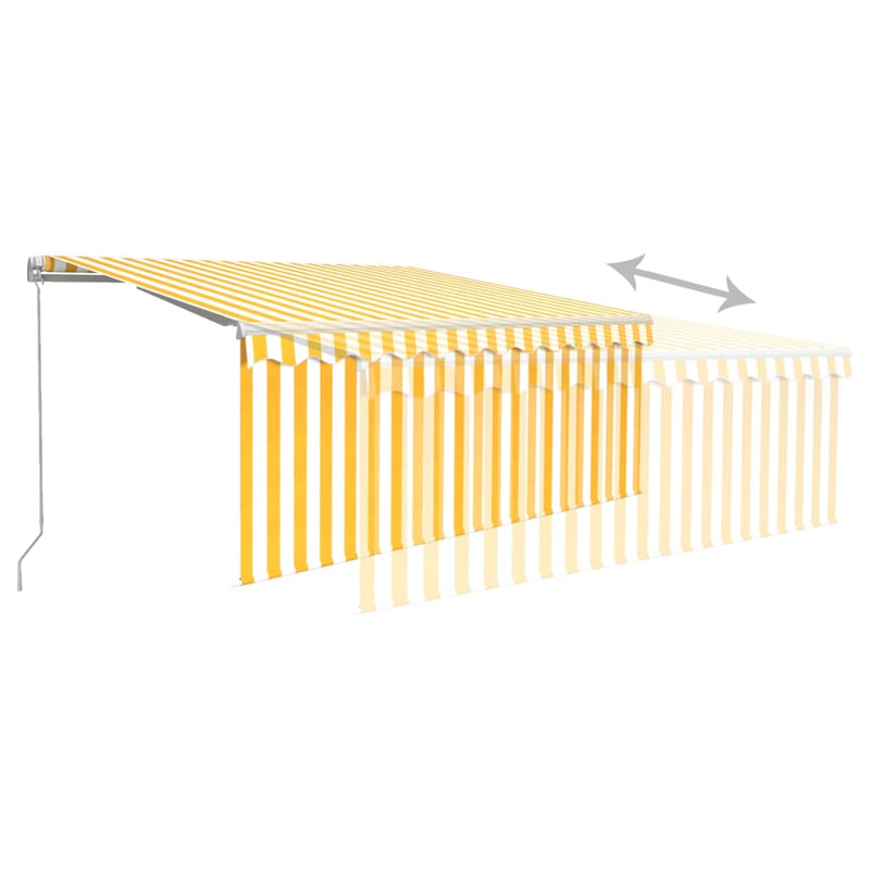 Manual Retractable Awning with Blind 3x2.5m Yellow&White