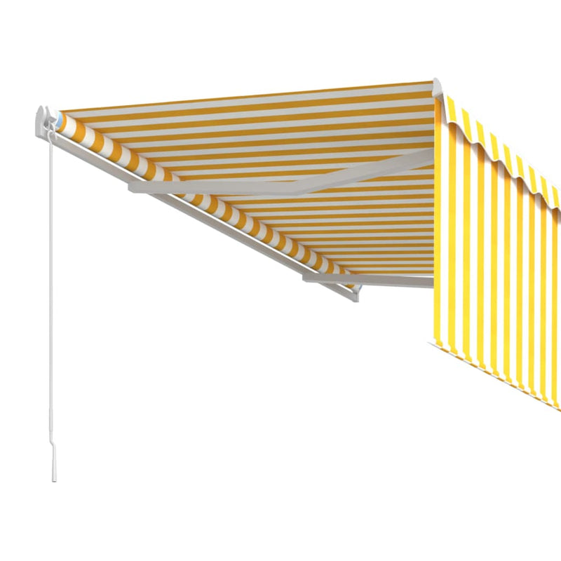 Manual Retractable Awning with Blind 3x2.5m Yellow&White